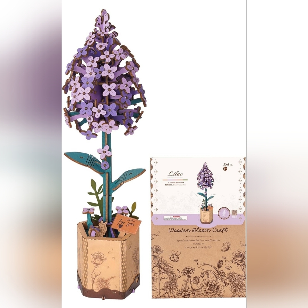 Purple Floral Wooden Home Accent